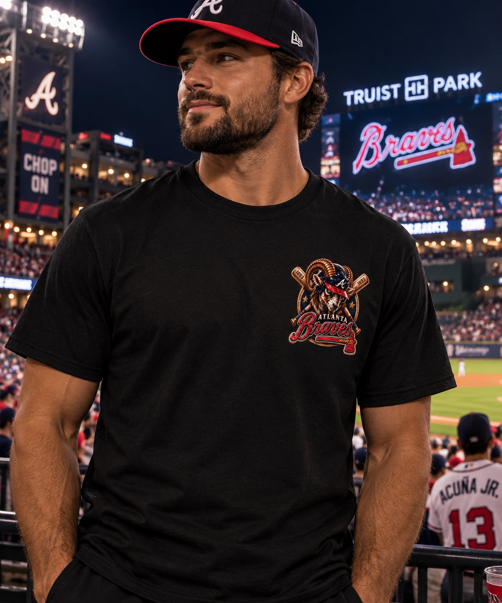 Atlanta Braves Chief shirt in Black – front chest view