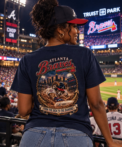 Atlanta Braves Chief shirt in Navy Blue – back view