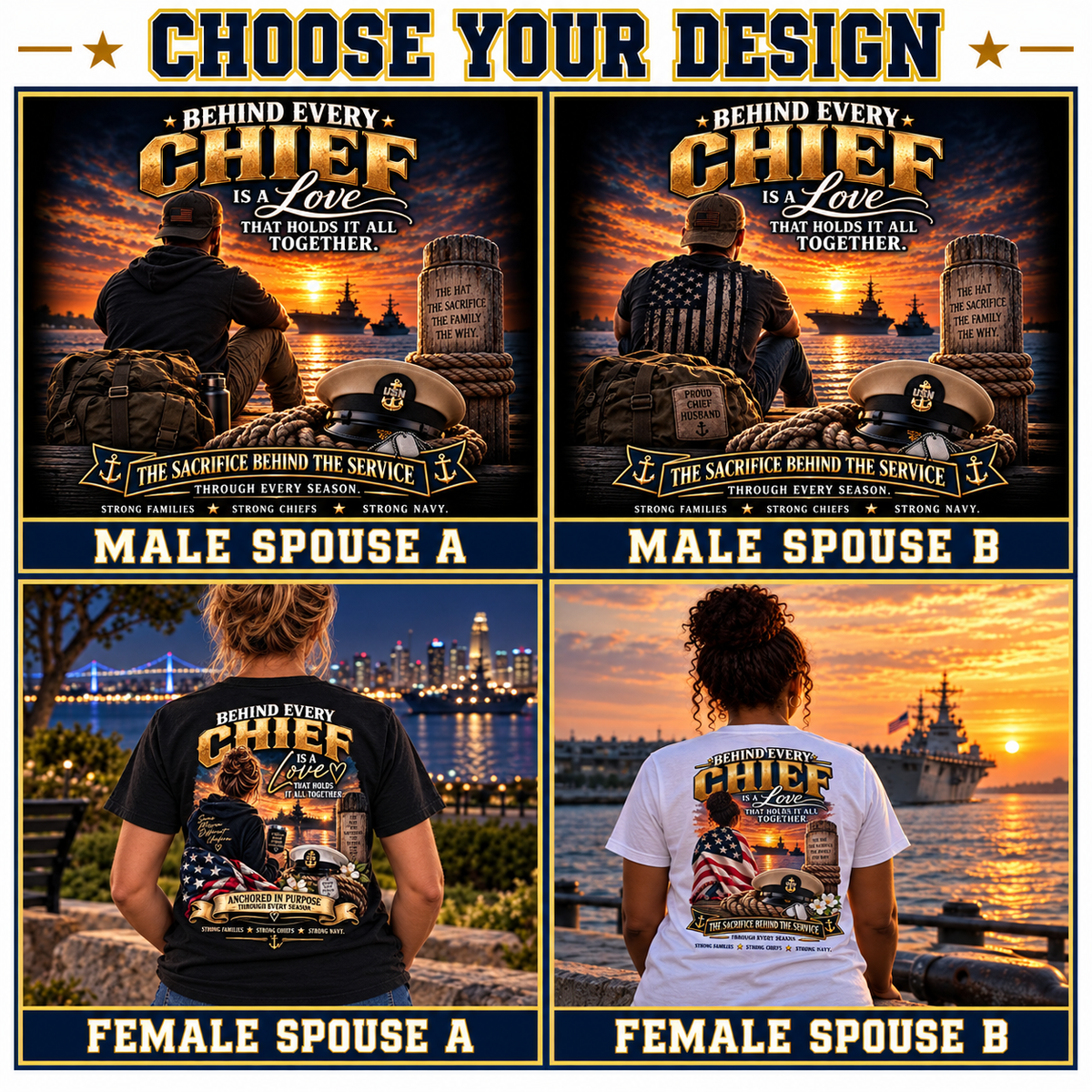 Choose your design guide: Male Spouse A, Male Spouse B, Female Spouse A, Female Spouse B