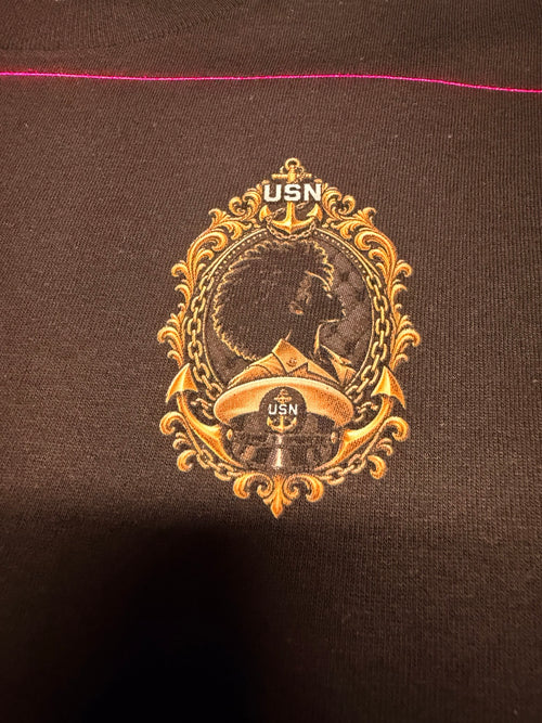 Black female Navy Chief silhouette regal anchor chest badge