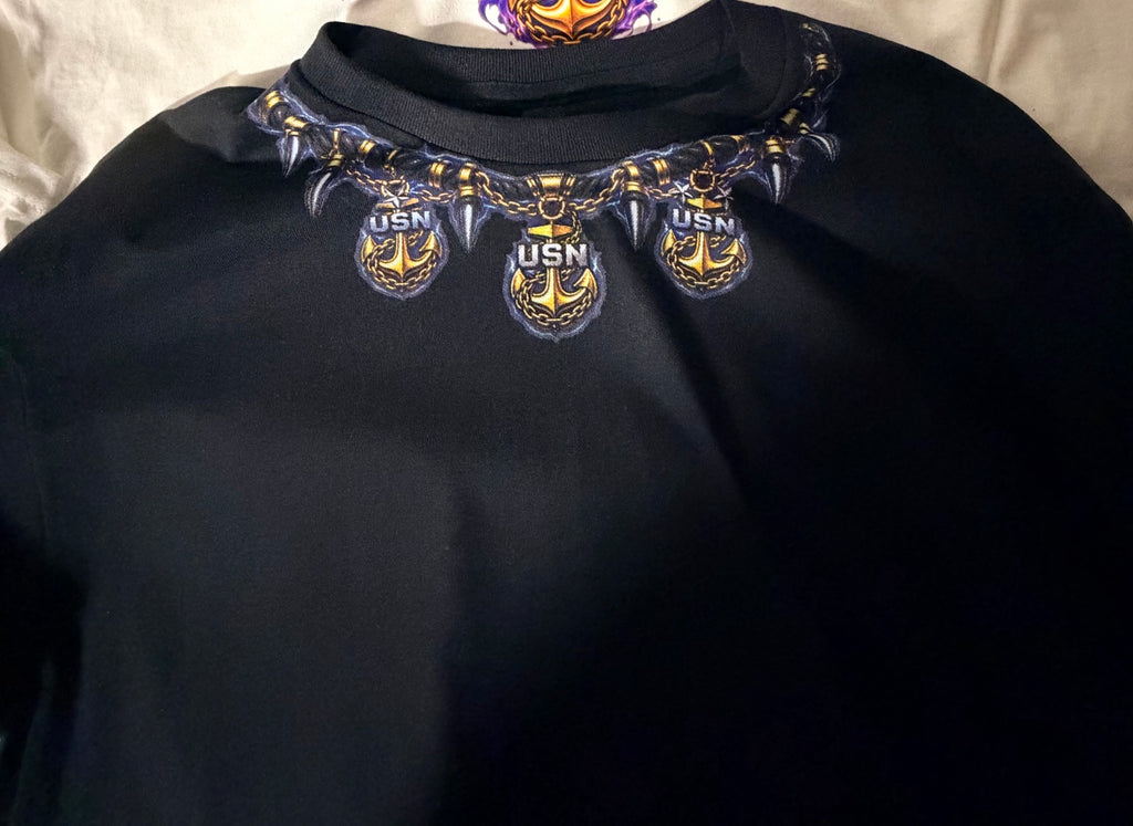 Female Panther Navy Chief shirt front neckline anchor detail