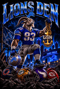 Lions Den Detroit football and Navy Chief goat back design