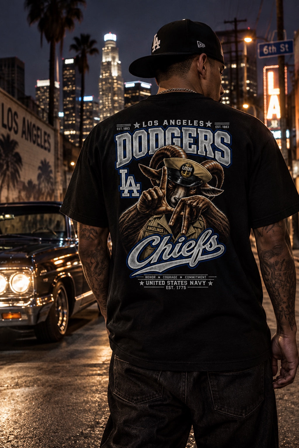 Los Angeles Chiefs black shirt – back lifestyle view