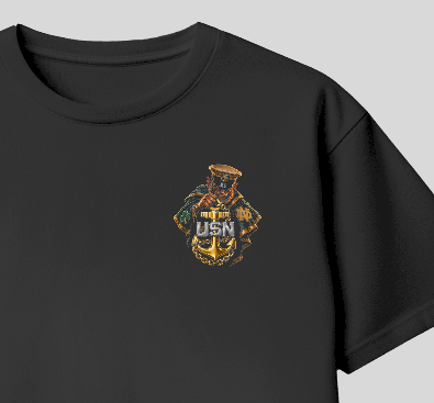 Front of black Play Like a Champion Anchor 'Em Deep T-shirt